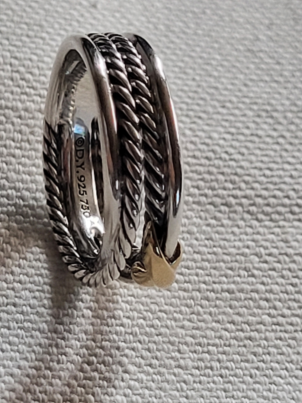David Yurman Two-Tone X Crossover Band Ring Yellow Gold & Sterling Silver. #225k - Picture 11 of 12
